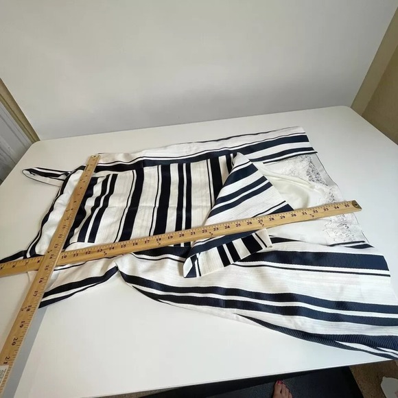 Eliza J Sleeveless Jacquard Striped Mini Tank Dress Navy Blue Size L Slit Lined - Picture 7 of 7